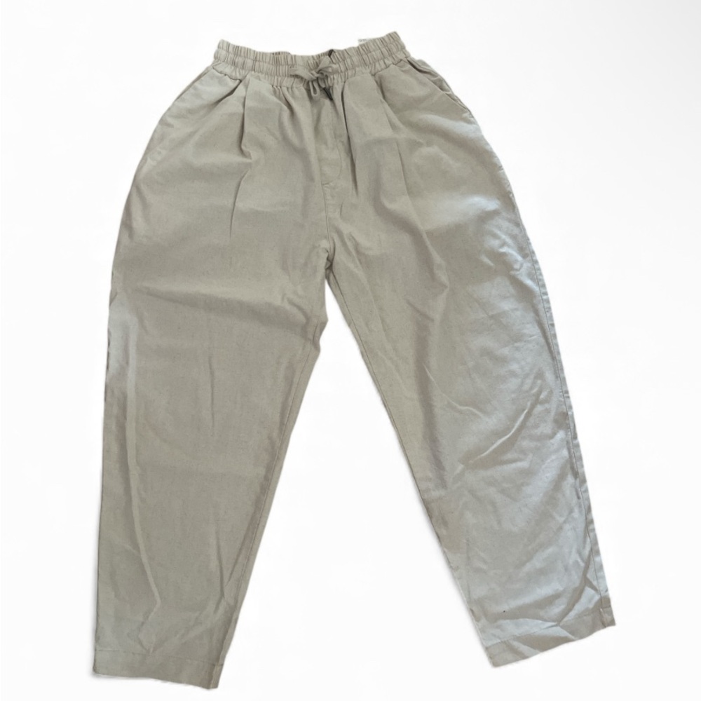 Toffee Linen/Cotton Blend Pants  in Tan